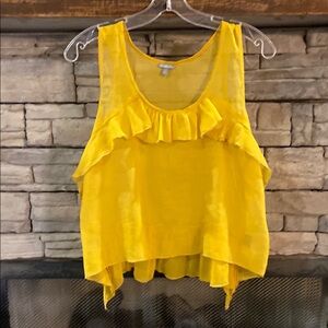 Charlotte Russe Yellow Asymmetrical Ruffled Tank Top